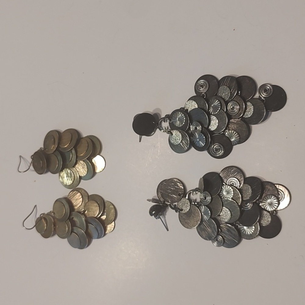 Layered silver chandelier earrings Lot X 2, Silver And Gold